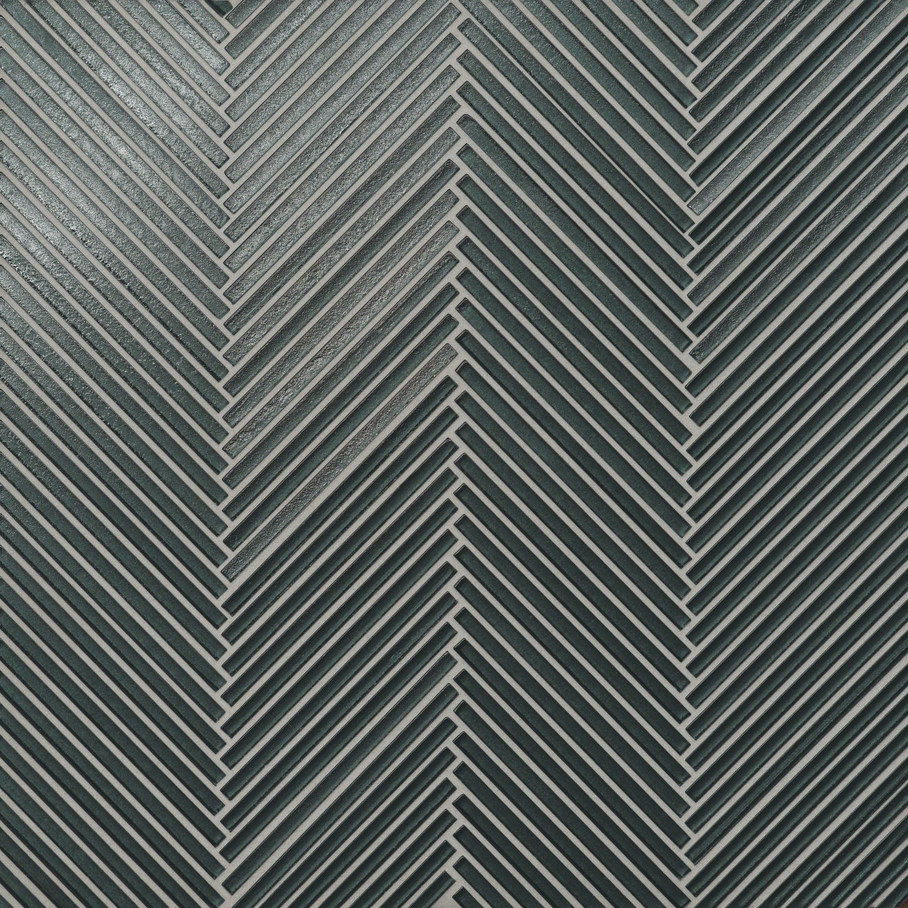 Kaikos Skinny Chevron All Glass Mosaic Dark Green Matte