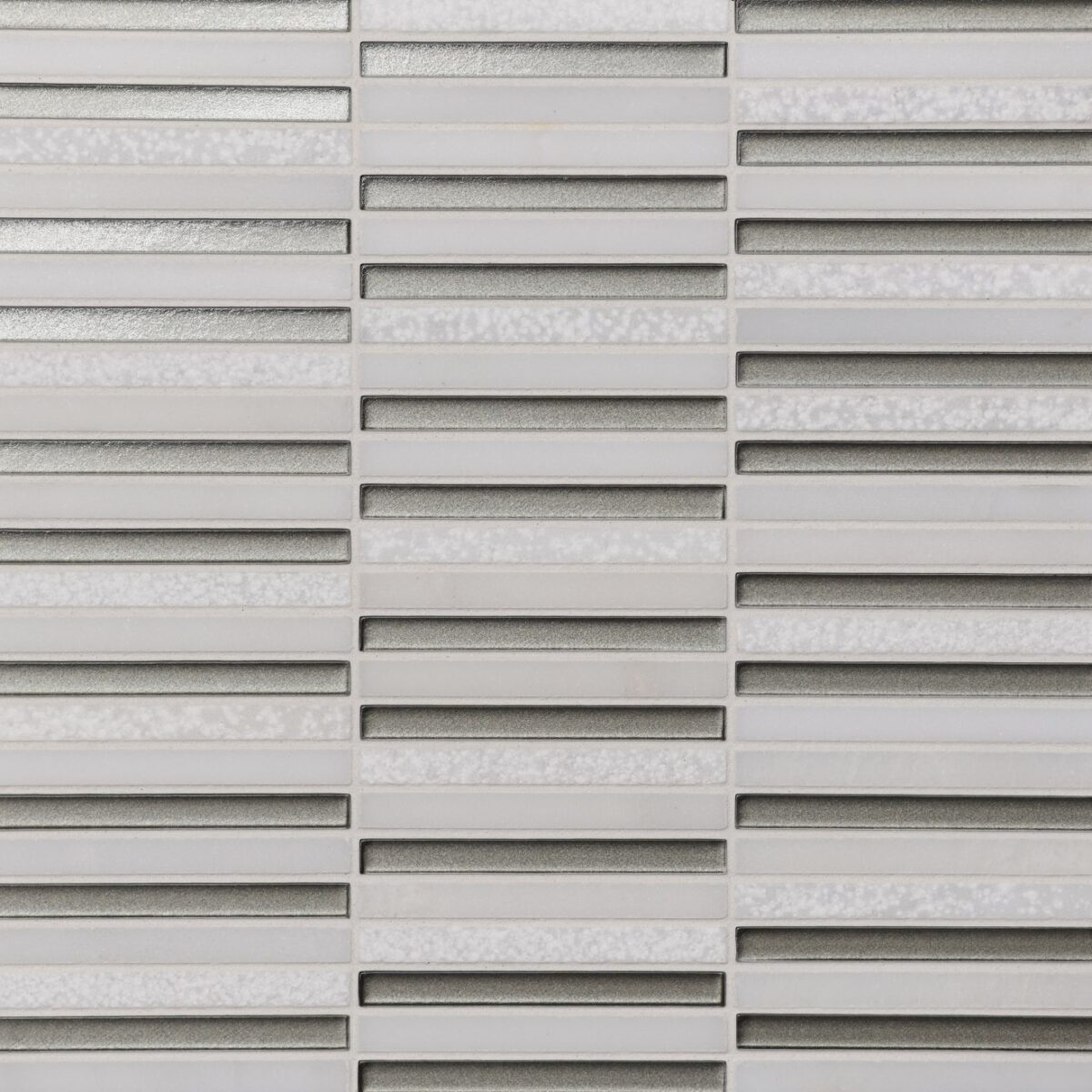 Kaikos 3/8x4 Stacked Gls/Stn Mosaic Gray & Oriental White