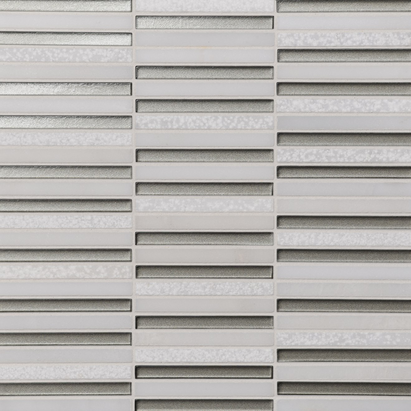 Kaikos 3/8x4 Stacked Gls/Stn Mosaic Gray & Oriental White