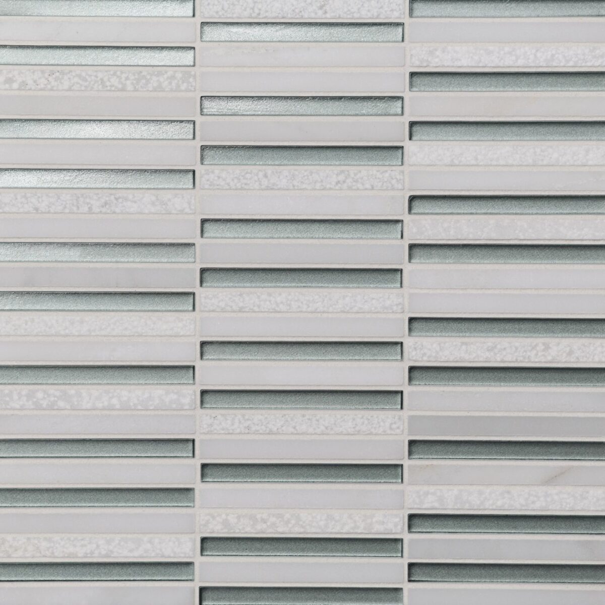 Kaikos 3/8x4 Stacked Gls/Stn Mosaic Lt Green & Oriental Wht