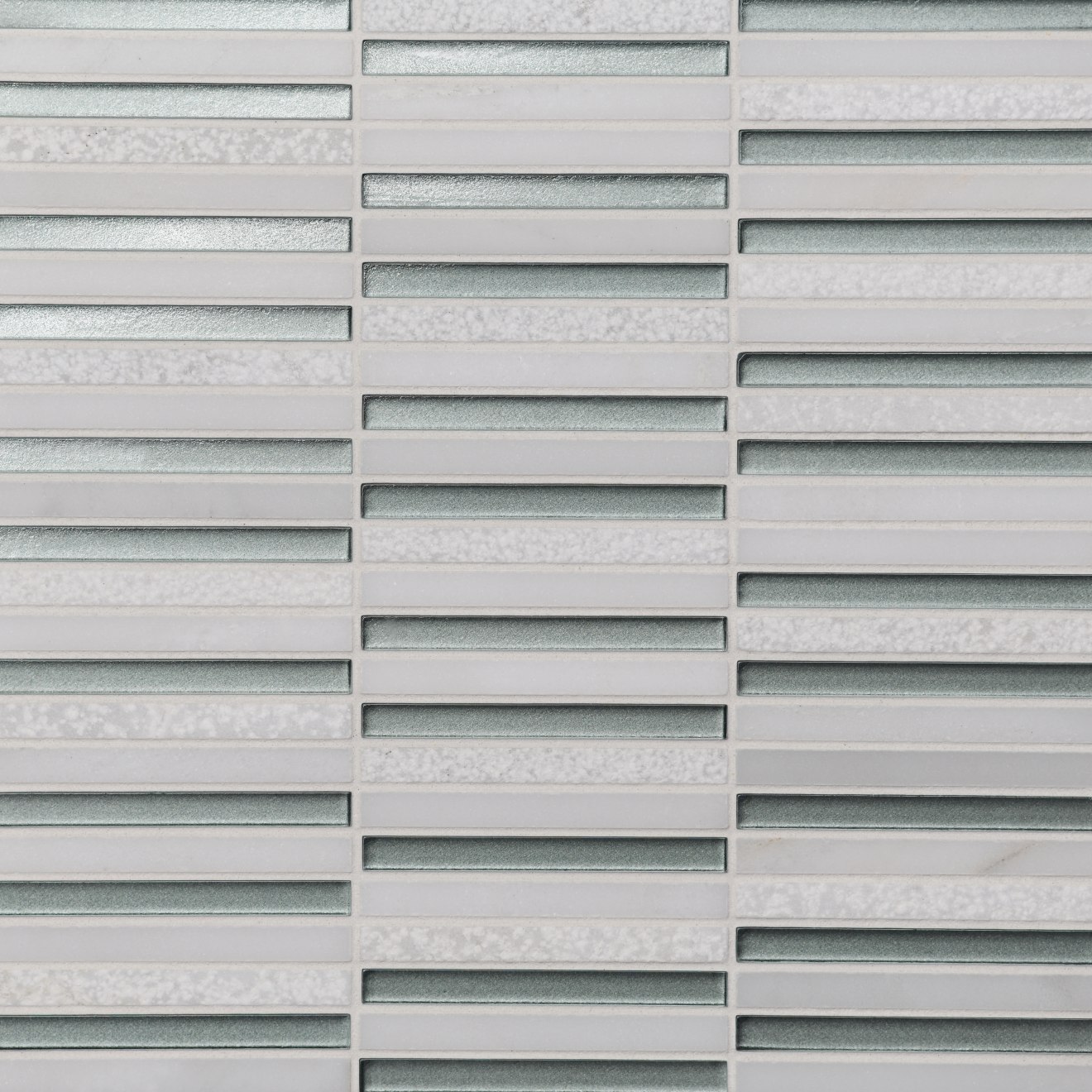 Kaikos 3/8x4 Stacked Gls/Stn Mosaic Lt Green & Oriental Wht