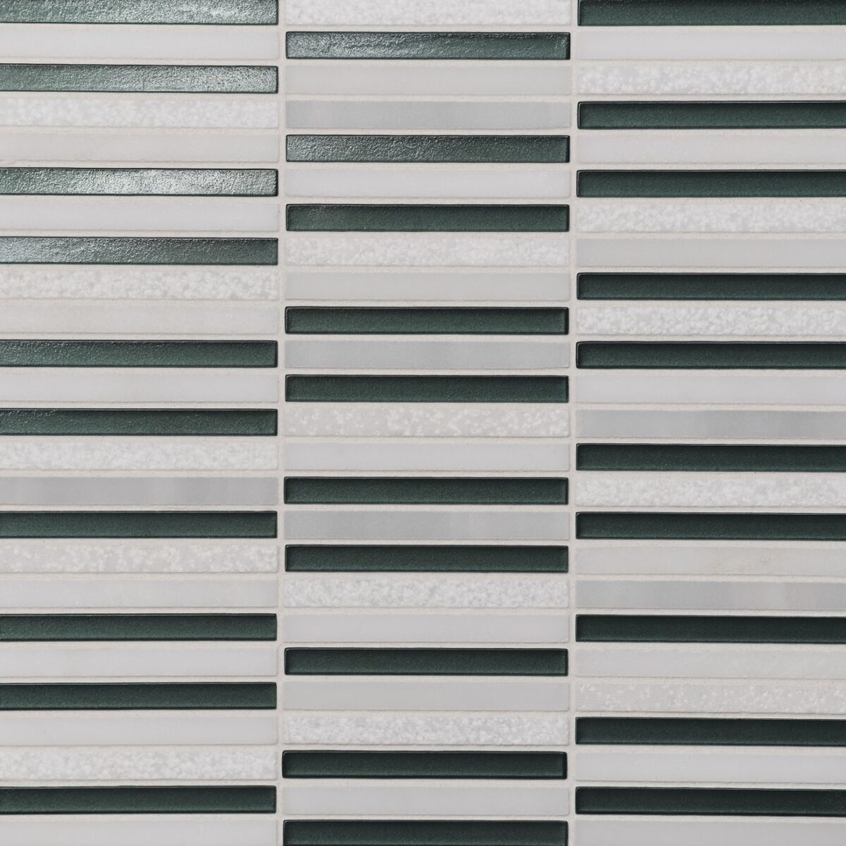 Kaikos 3/8x4 Stacked Gls/Stn Mosaic Dk Green & Oriental Wht