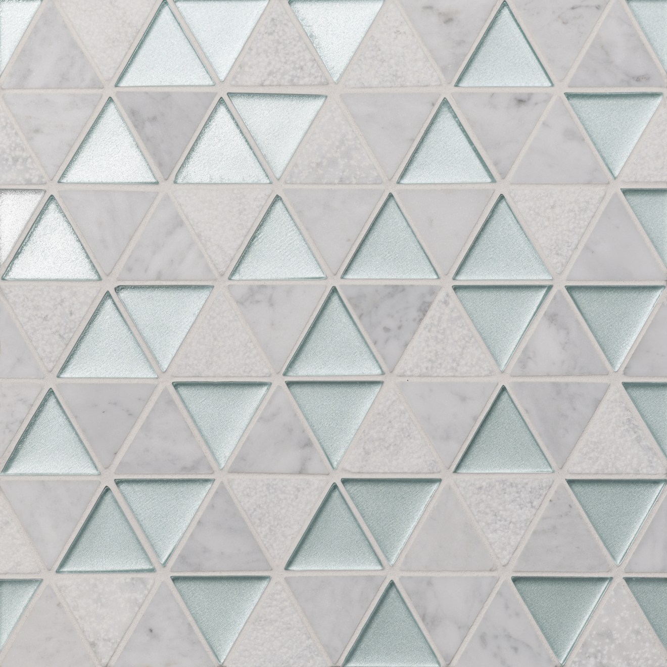 Kaikos 1-3/4 Triangle Gls/Stn Mosaic Blue & White Carrara