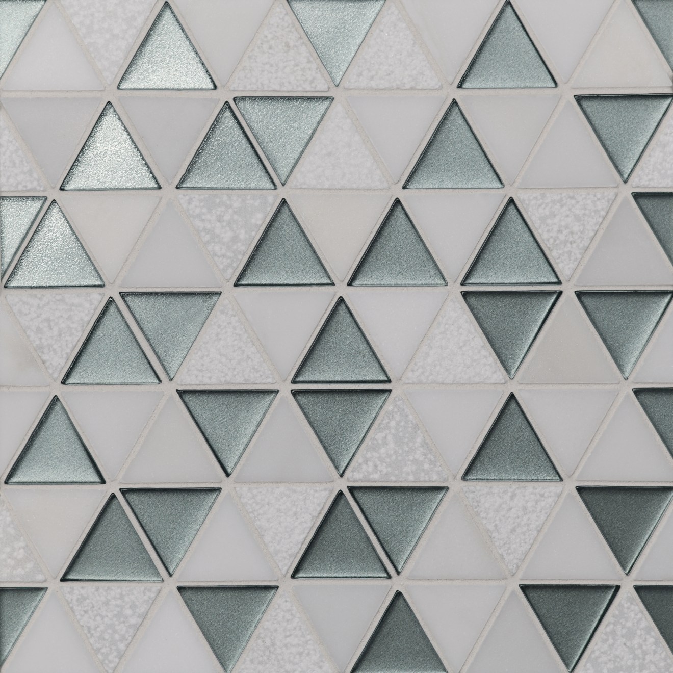 Kaikos 1-3/4 Triangle Gls/Stn Mosaic Lt Green & Oriental Wht