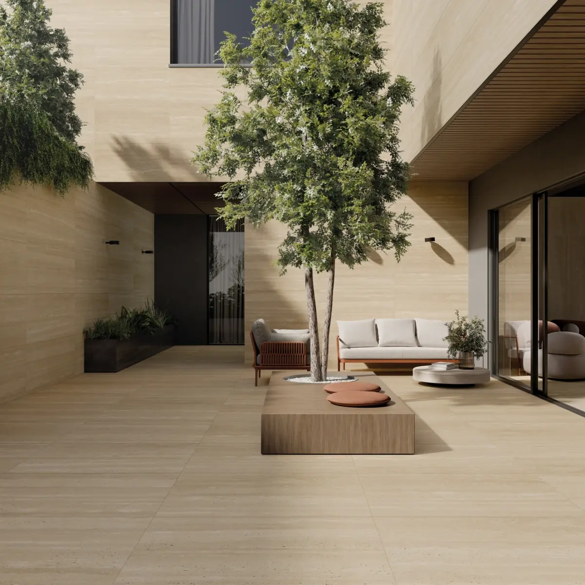 Sensi Roma 48" x 48" Satin Porcelain Field Tile in Cream - Image 2