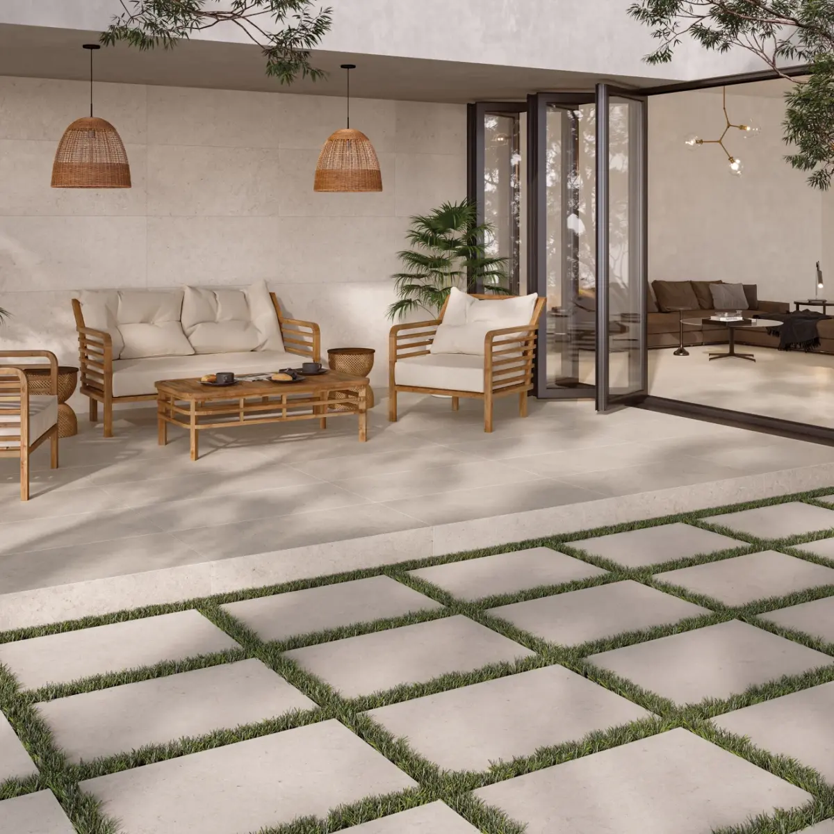 Poetry Stone 24" x 48" Matte Porcelain Field Tile in Ecru - Image 2