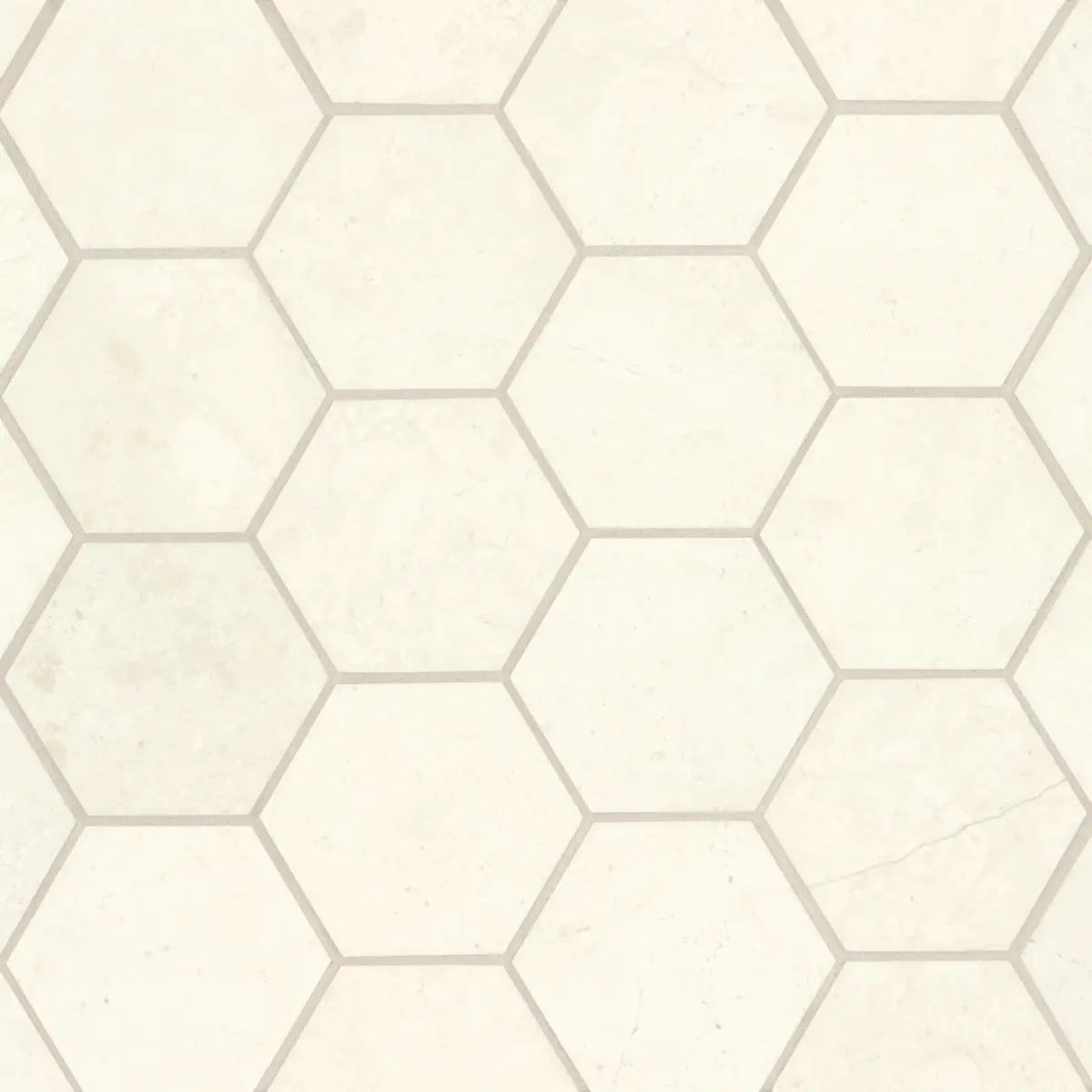 Caspian Bisque 3" Honed Marble Mesh Back Hexagon Mosaic