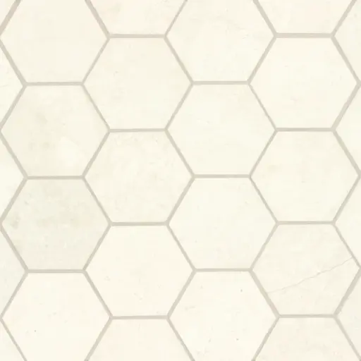 Caspian Bisque 3" Honed Marble Mesh Back Hexagon Mosaic