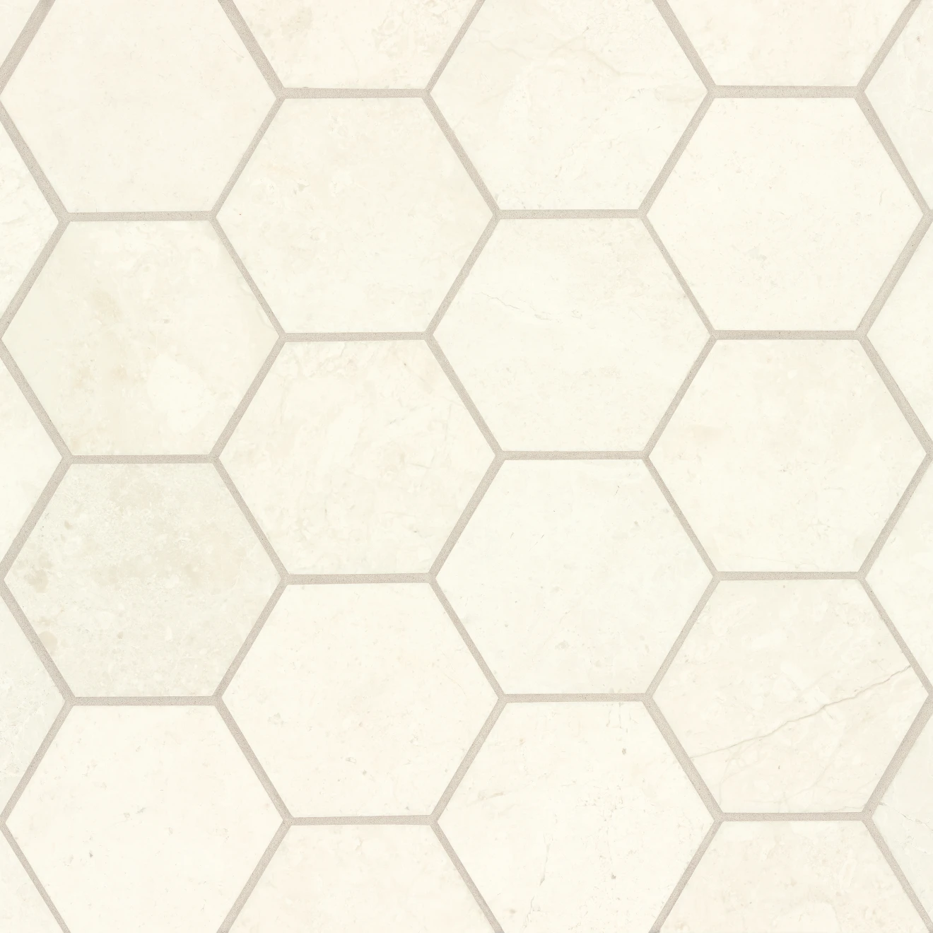 Caspian Bisque 3" Honed Marble Mesh Back Hexagon Mosaic