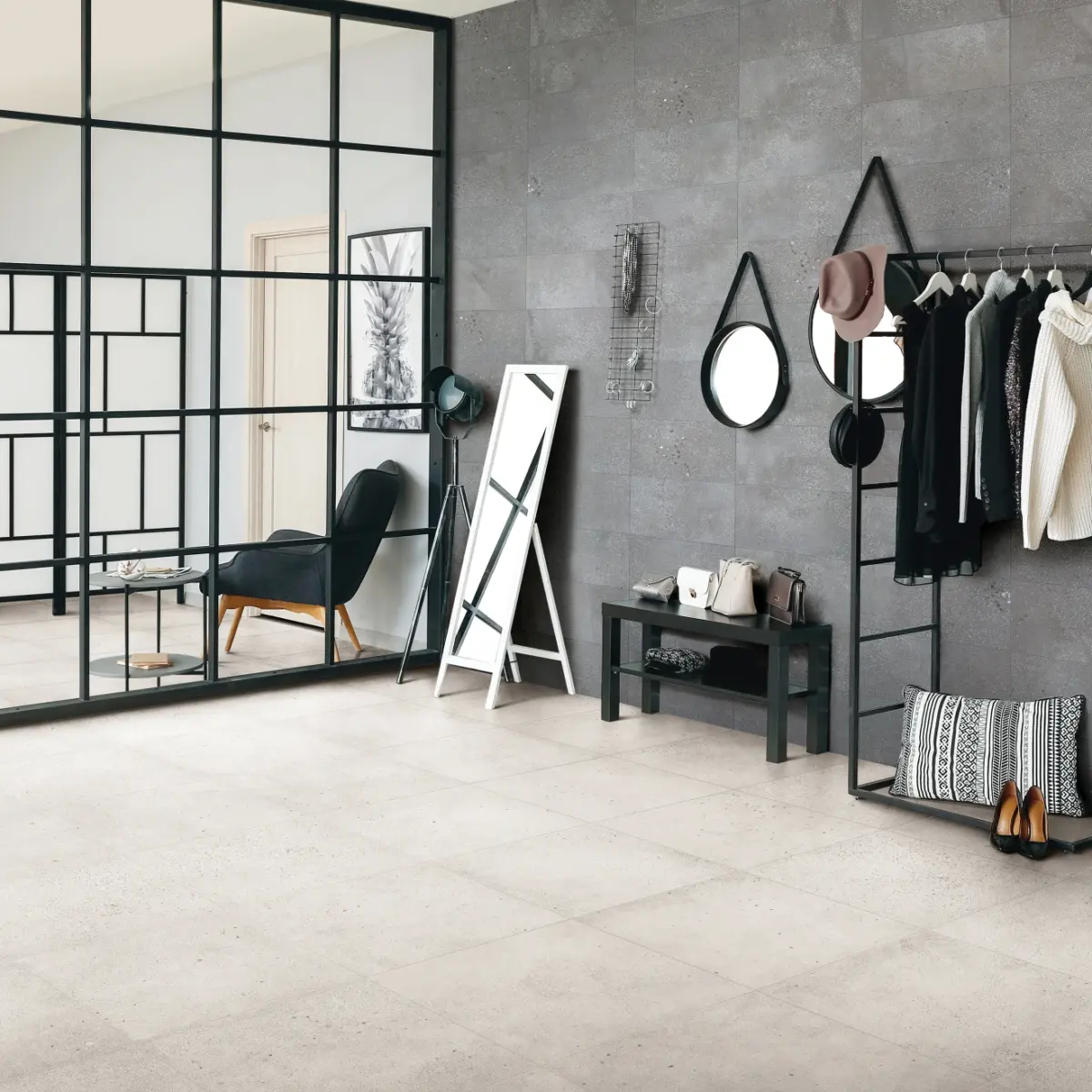 Area 51 24" x 24" Matte Porcelain Field Tile in Steel - Image 2