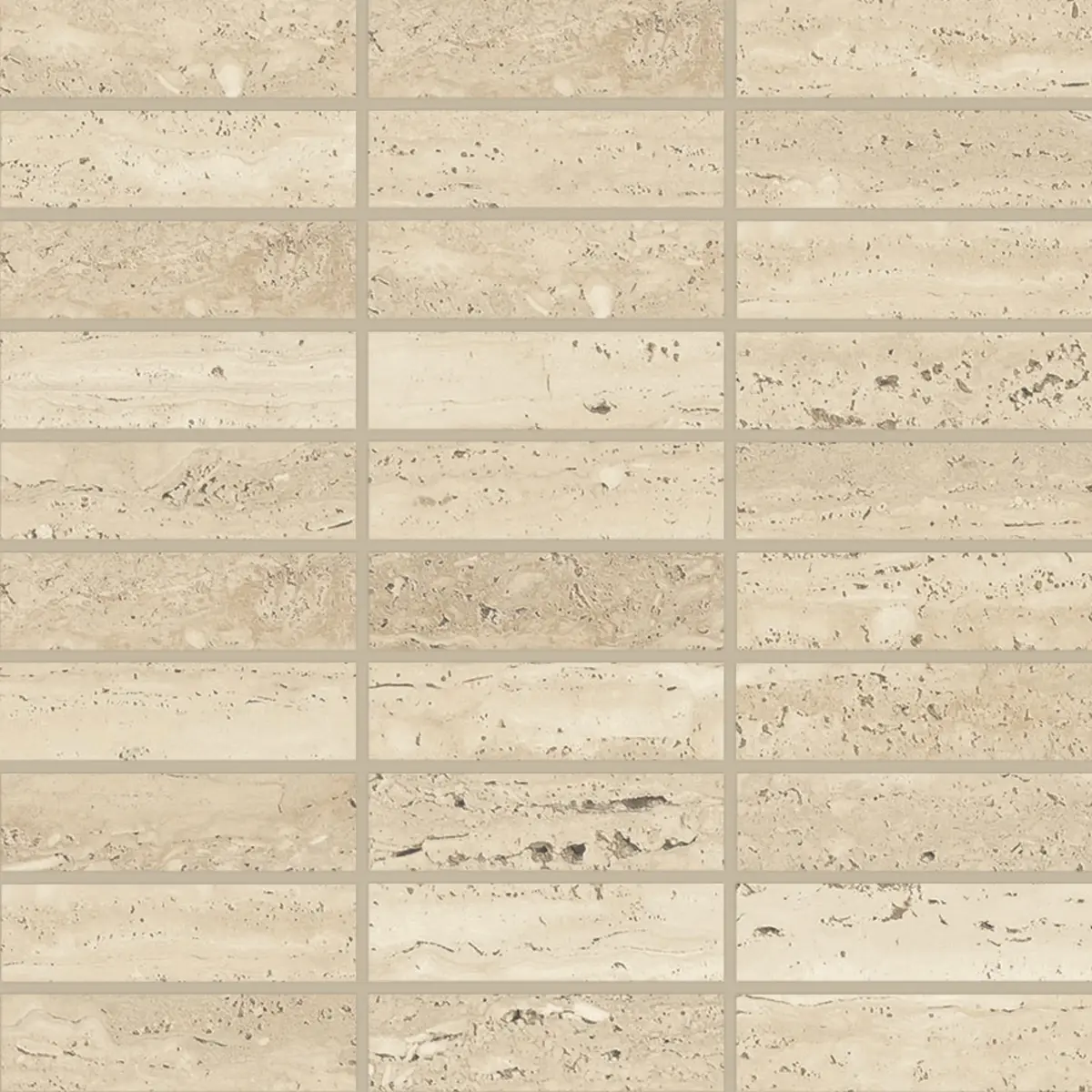 Sensi Roma 1" x 4" Satin Porcelain Straight Set Mosaic in Cream
