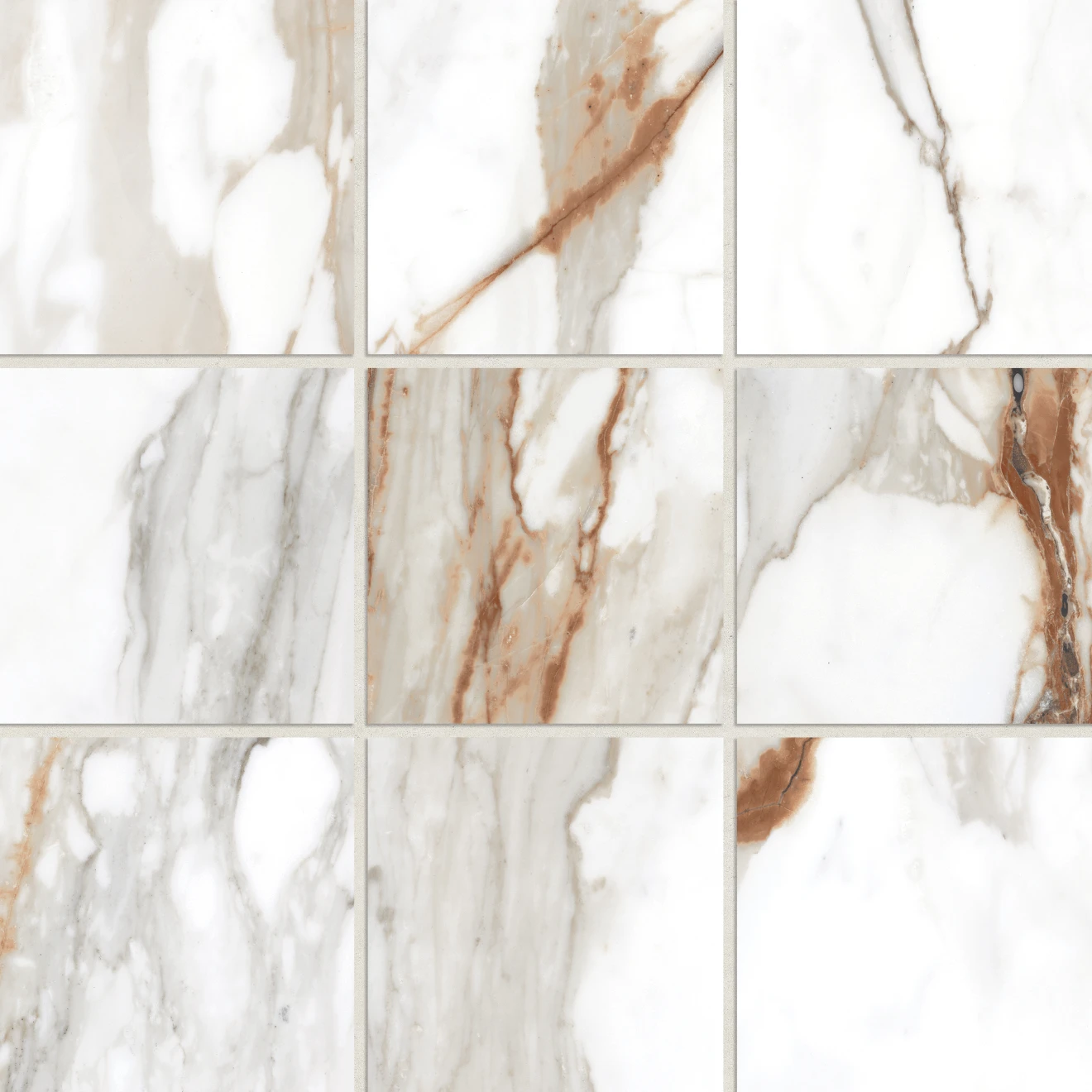 Prati 4" x 4" Honed Porcelain Mosaic in Calacatta Macchia Vecchia