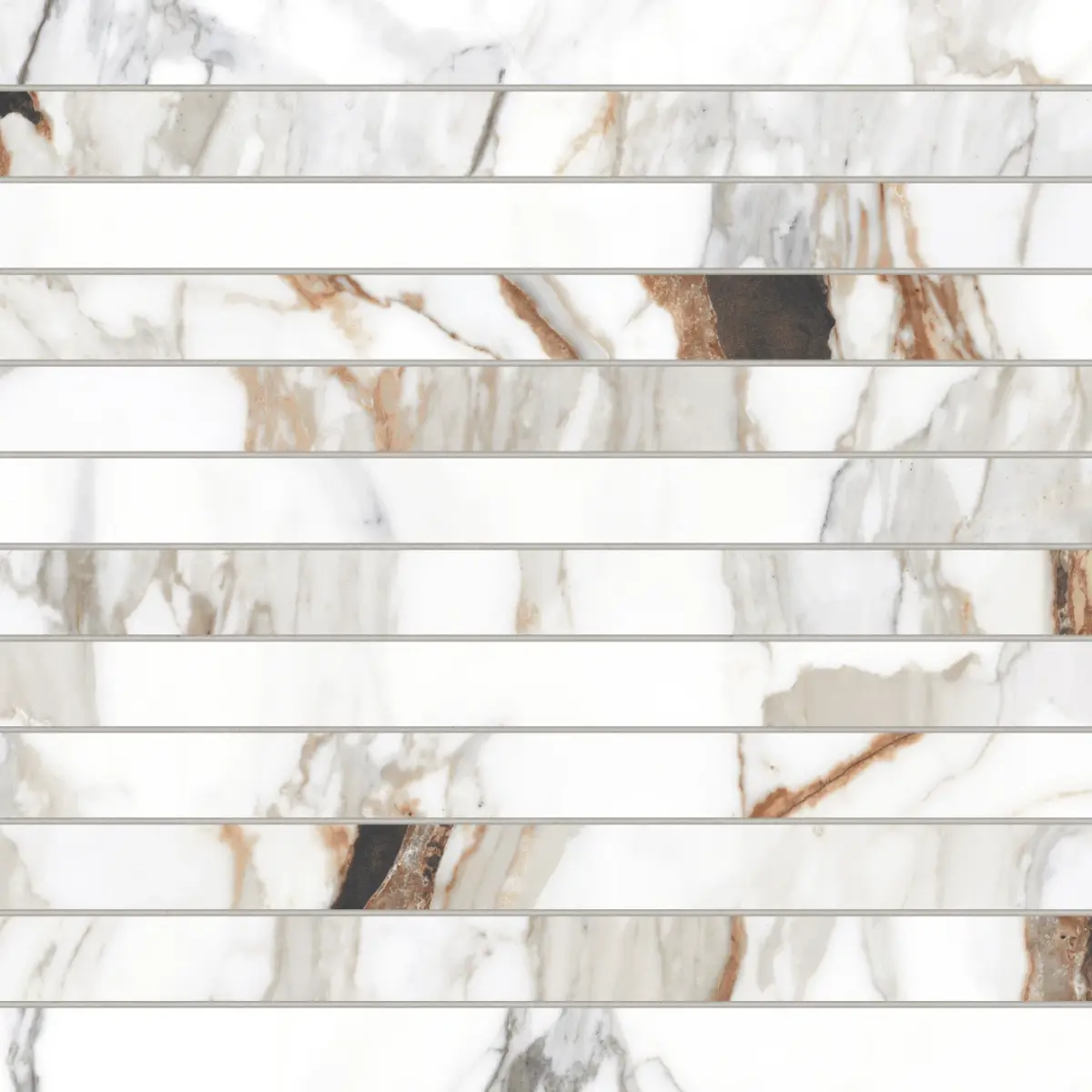 Prati 1" x 12" Honed Porcelain Mosaic in Calacatta Macchia Vecchia