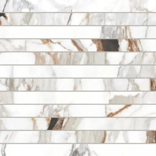 Prati 1" x 12" Honed Porcelain Mosaic in Calacatta Macchia Vecchia