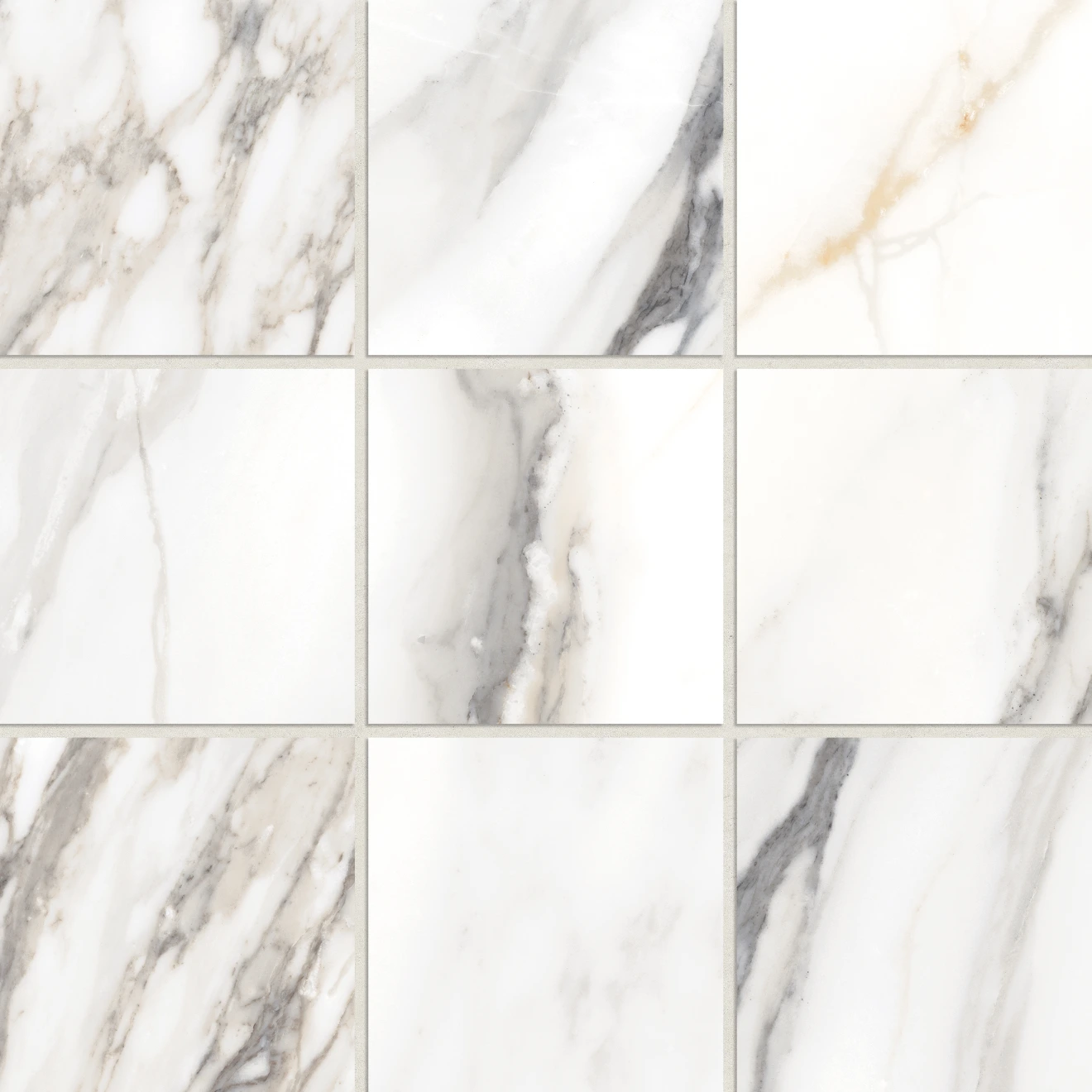 Prati 4" x 4" Honed Porcelain Mosaic in Calacatta Borghini Warm