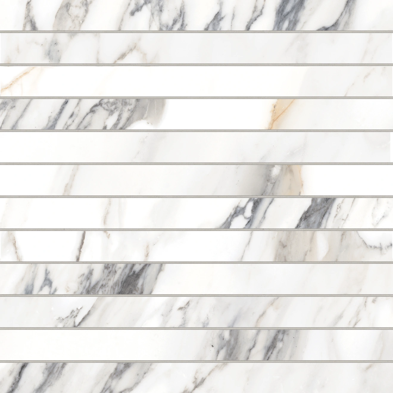 Prati 1" x 12" Honed Porcelain Mosaic in Calacatta Borghini Warm