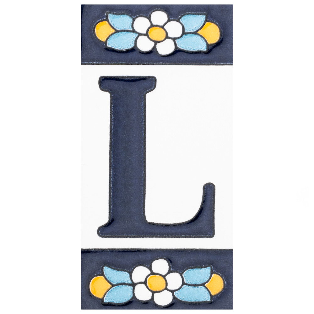 Sevillano Flora Address Letters L 2-1/8 in. x 4-3/8 in. Ceramic Wall Tile