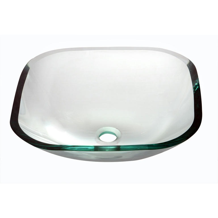 Dawn® Tempered glass vessel sink-square shape, clear glass
