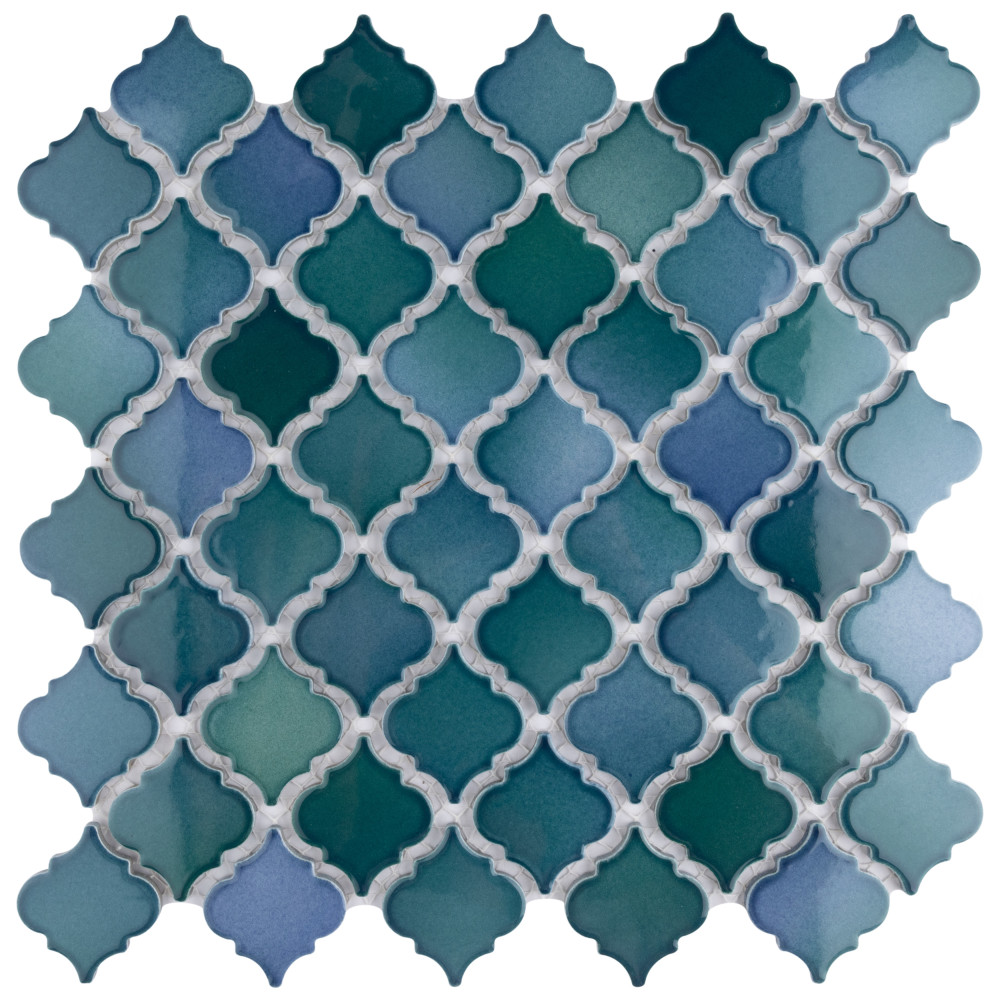 Hudson Tangier Aquamarine 12-3/8 in. x 12-1/2 in. Porcelain Mosaic Tile