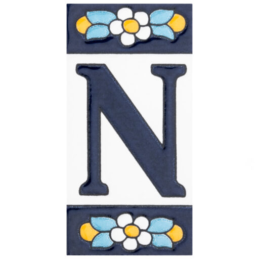 Sevillano Flora Address Letters N 2-1/8 in. x 4-3/8 in. Ceramic Wall Tile