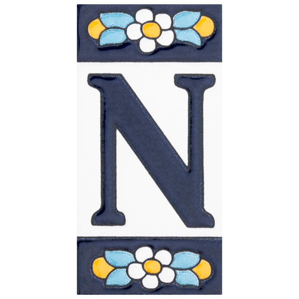 Sevillano Flora Address Letters N 2-1/8 in. x 4-3/8 in. Ceramic Wall Tile