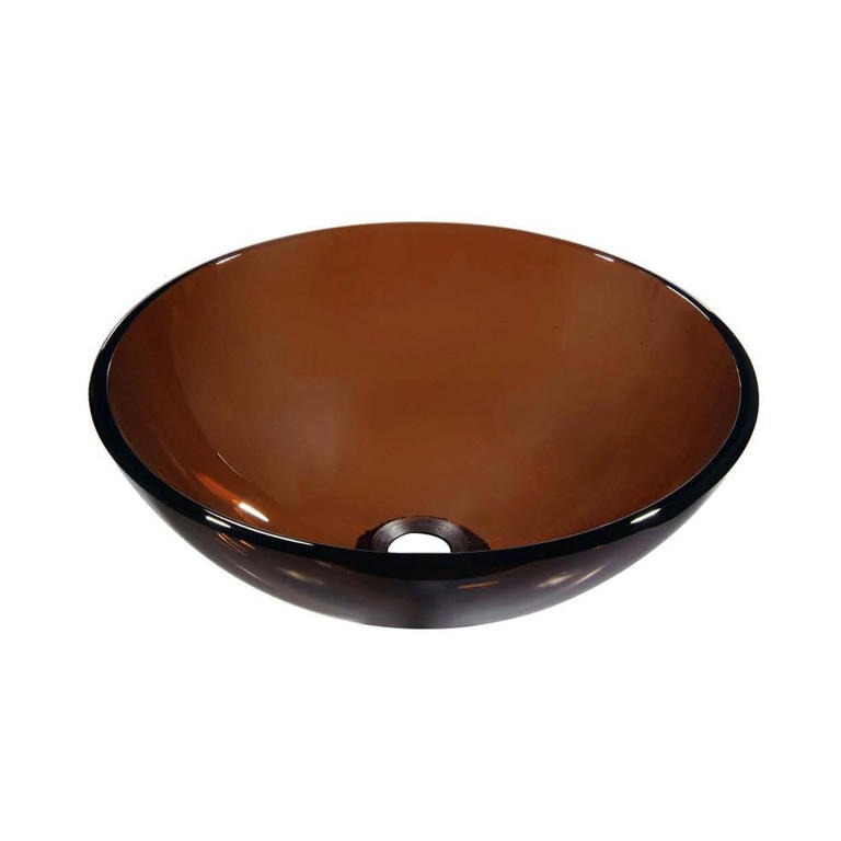 Dawn® Tempered glass vessel sink-round shape, brown glass