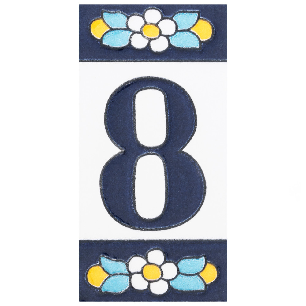 Sevillano Flora Address Numbers 8 2-1/8 in. x 4-3/8 in. Ceramic Wall Tile