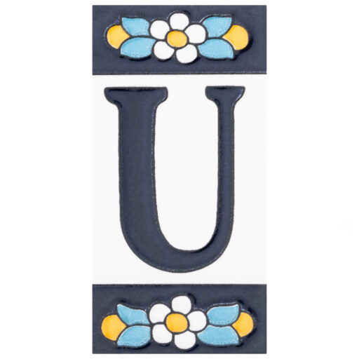 Sevillano Flora Address Letters U 2-1/8 in. x 4-3/8 in. Ceramic Wall Tile