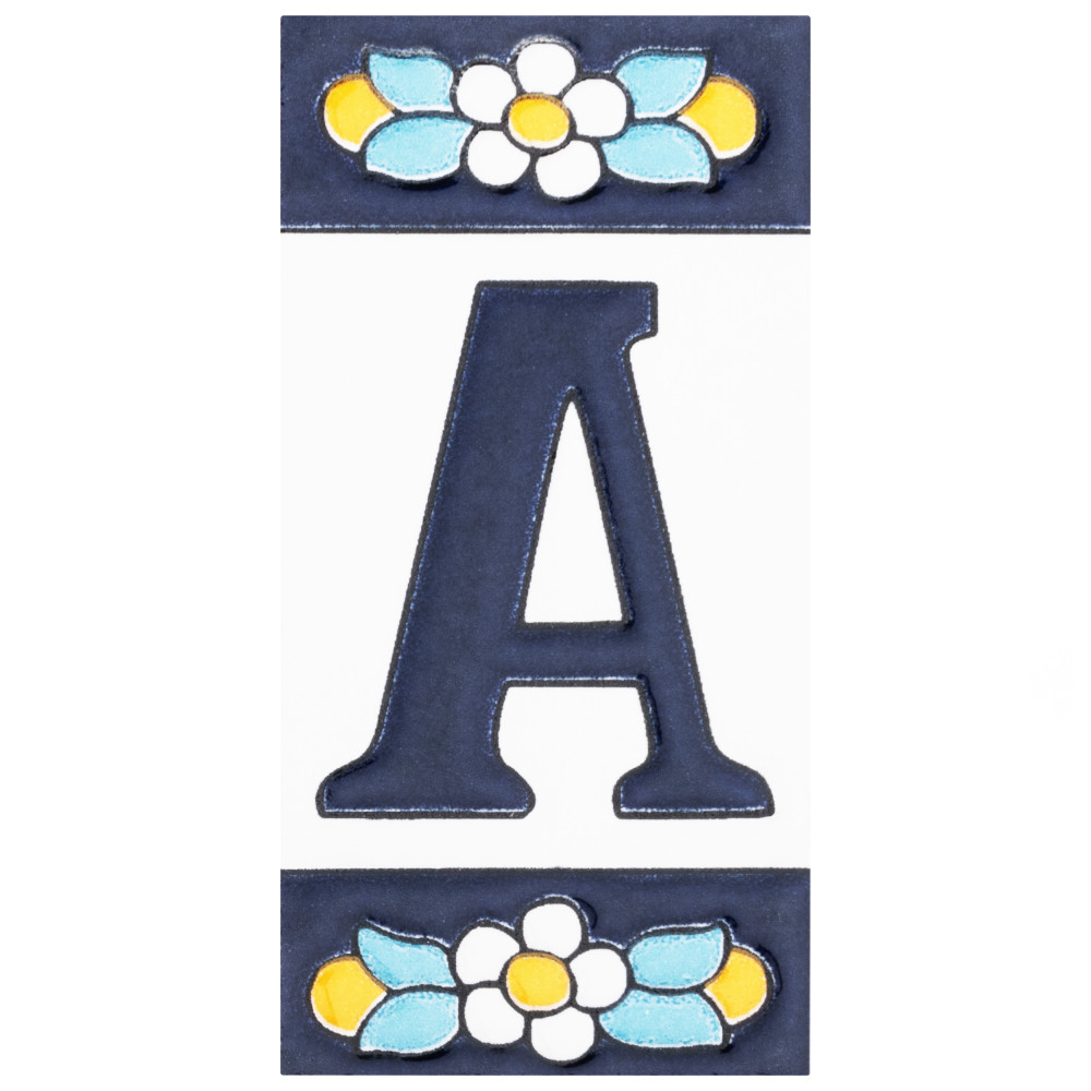 Sevillano Flora Address Letters A 2-1/8 in. x 4-3/8 in. Ceramic Wall Tile
