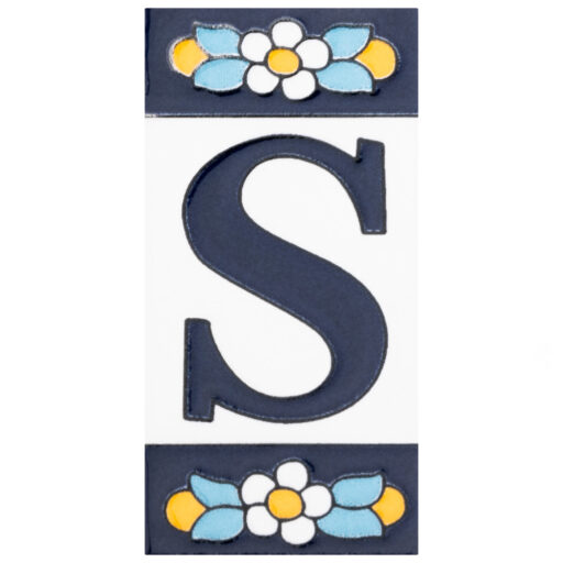 Sevillano Flora Address Letters S 2-1/8 in. x 4-3/8 in. Ceramic Wall Tile