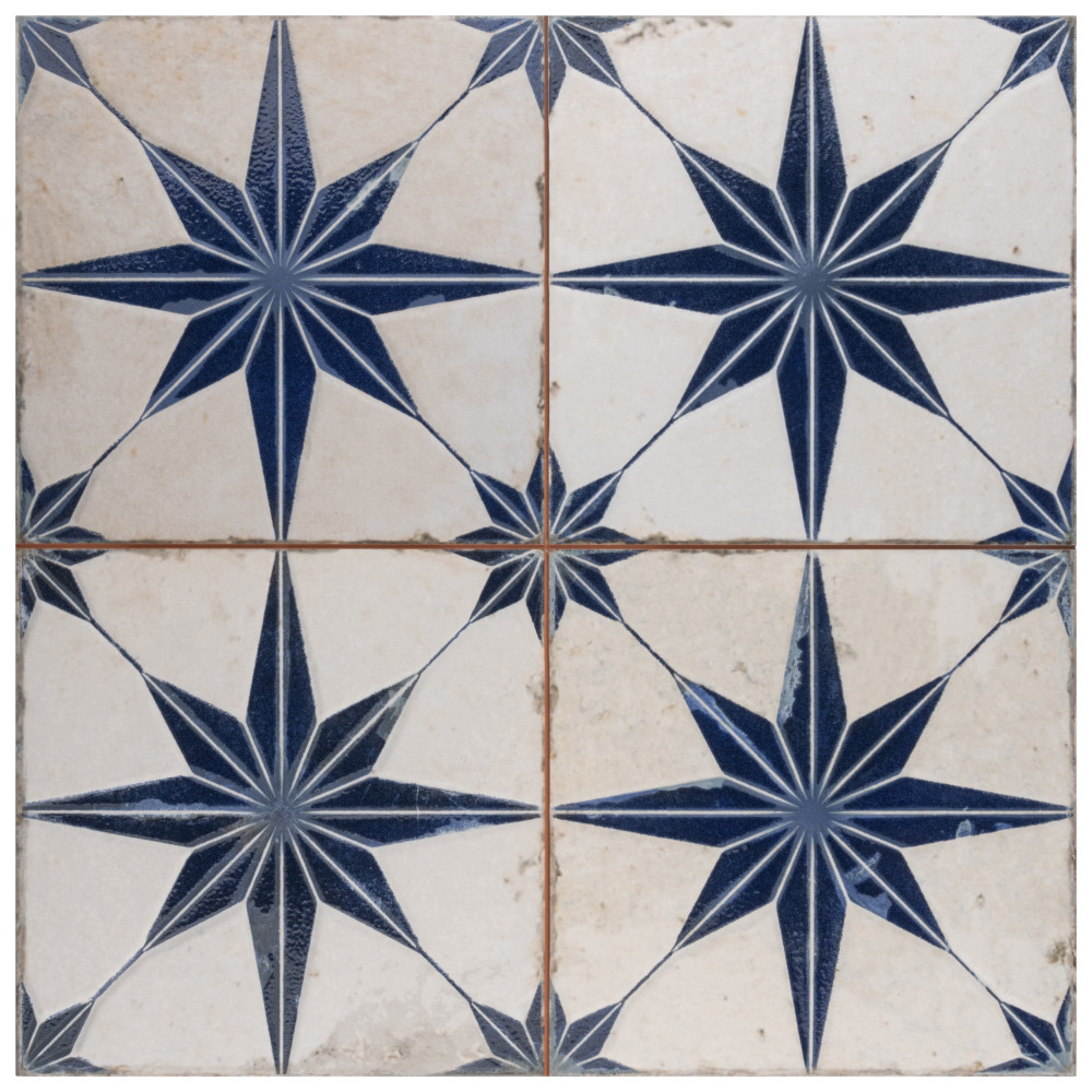Kings Star Luxe Blue 17-5/8 in. x 17-5/8 in. Ceramic Floor and Wall Tile