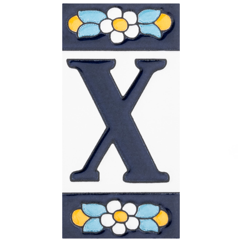 Sevillano Flora Address Letters X 2-1/8 in. x 4-3/8 in. Ceramic Wall Tile