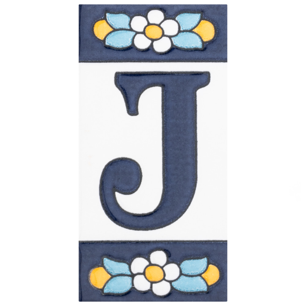 Sevillano Flora Address Letters J 2-1/8 in. x 4-3/8 in. Ceramic Wall Tile