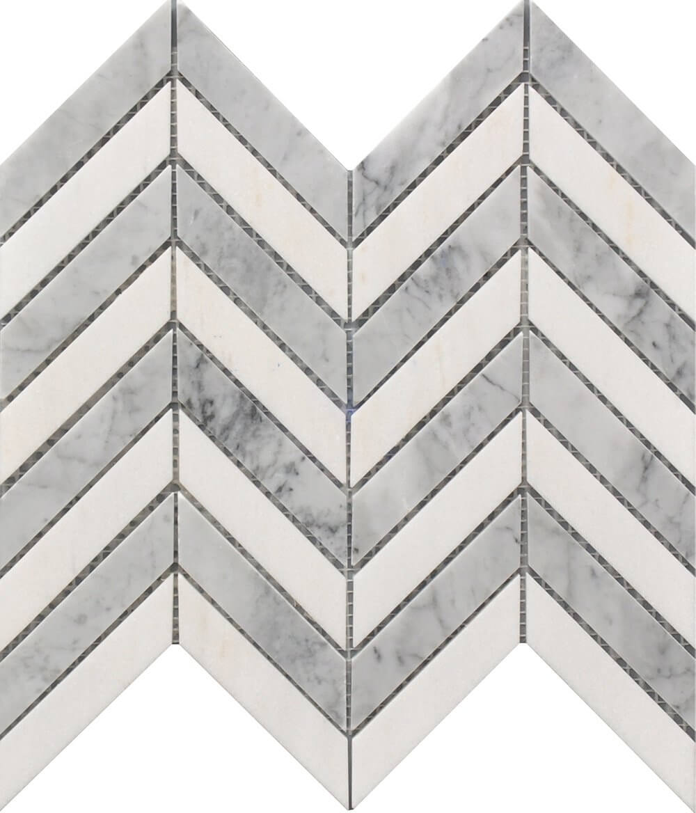 Chevron Wh & Gr Marble Mos 11X12