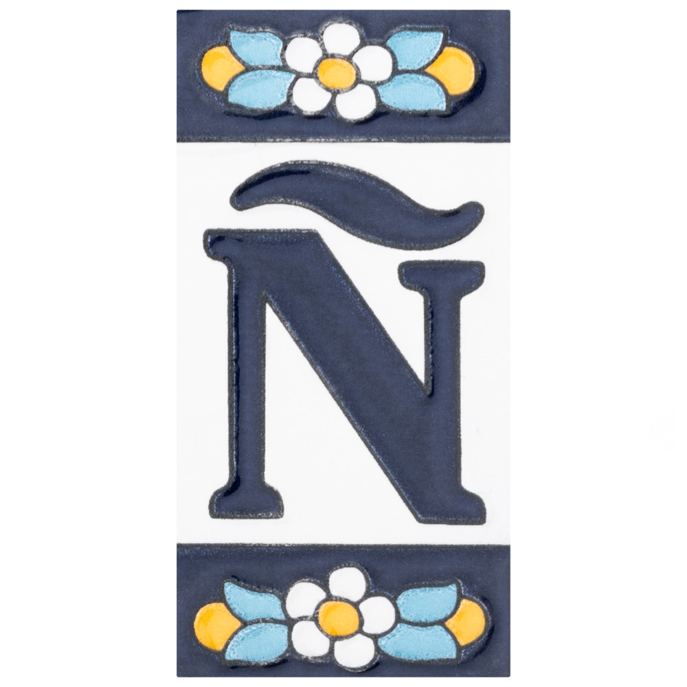 Sevillano Flora Address Letters Enye 2-1/8 in. x 4-3/8 in. Ceramic Wall Tile