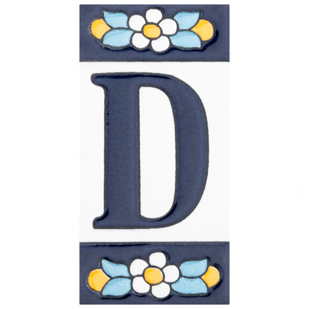 Sevillano Flora Address Letters D 2-1/8 in. x 4-3/8 in. Ceramic Wall Tile