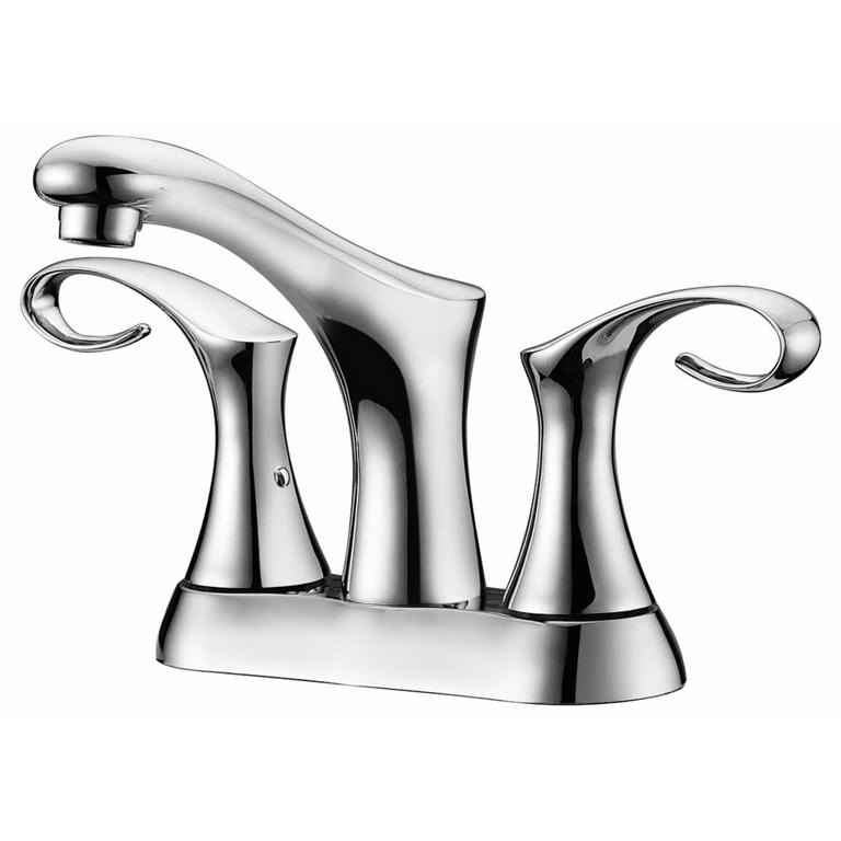 Dawn® 2-hole, 2-handle centerset lavatory faucet for 4" centers, Chrome (Standard pull-up drain with lift rod D90 0010C included)