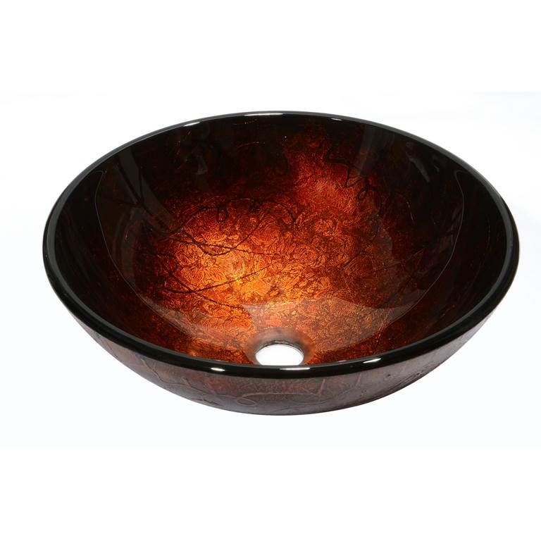 Dawn® Tempered glass, hand-painted glass vessel sink-round shape, Brown