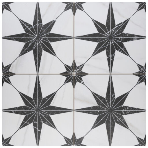 Merzoni Star Marquina 17-7/8 in. x 17-7/8 in. Porcelain Floor and Wall Tile
