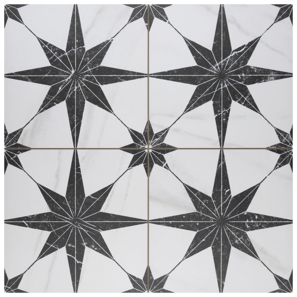 Merzoni Star Marquina 17-7/8 in. x 17-7/8 in. Porcelain Floor and Wall Tile