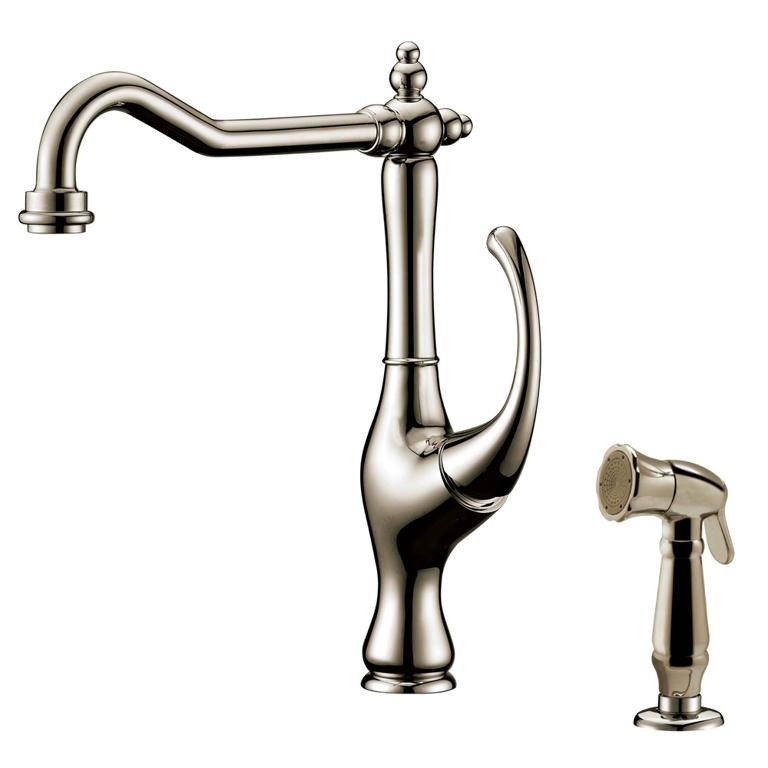 Dawn® Single-lever kitchen faucet with side-spray, Brushed Nickel