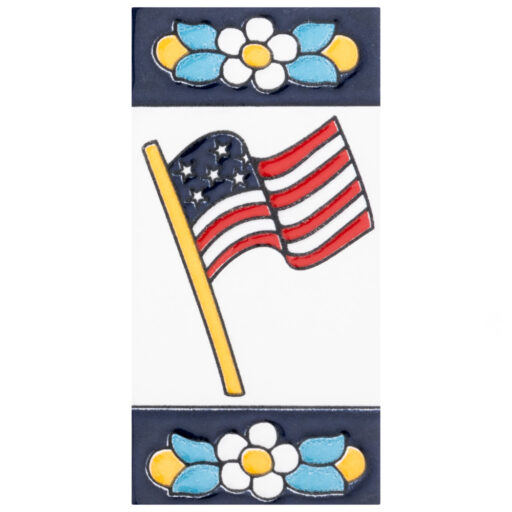 Sevillano Flora Address Accents Accents US Flag 2-1/8 in. x 4-3/8 in. Ceramic Wall Tile
