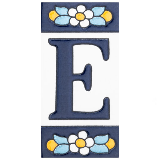 Sevillano Flora Address Letters E 2-1/8 in. x 4-3/8 in. Ceramic Wall Tile