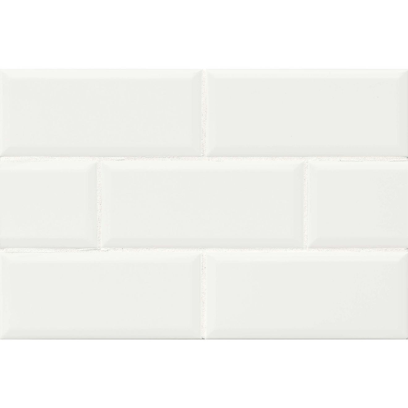 Traditions 4" x 10" Beveled Glossy Ceramic Tile in Ice White