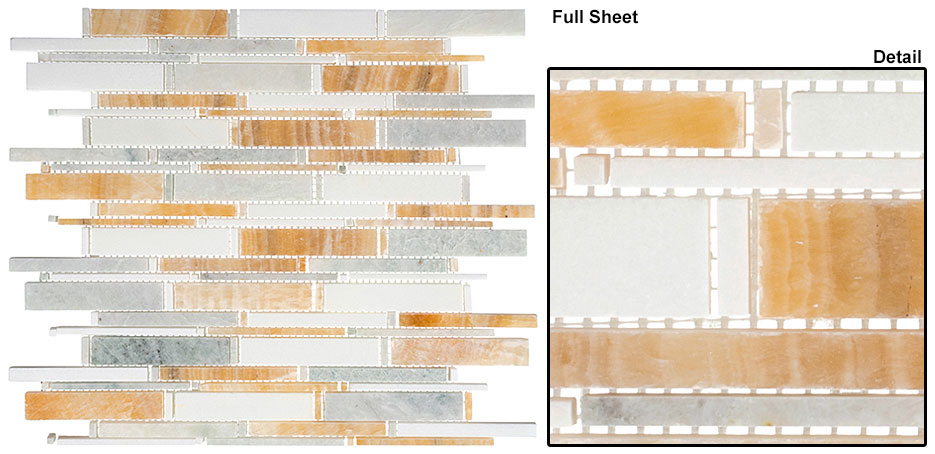 Honey onyx + Ming green + Thassos white mix Cascade
