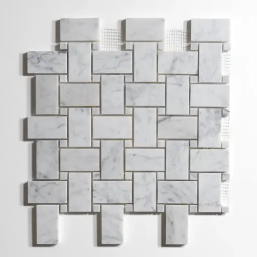 Venatino Carrara Basket Weave Mosaic