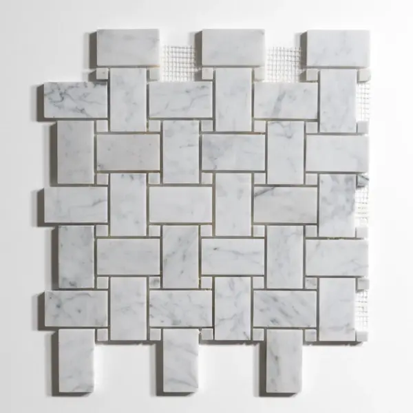 Venatino Carrara Basket Weave Mosaic