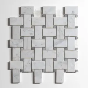 Venatino Carrara / Bardiglio Basket Weave Mosaic