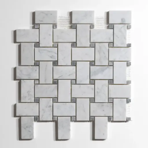 Venatino Carrara / Bardiglio Basket Weave Mosaic