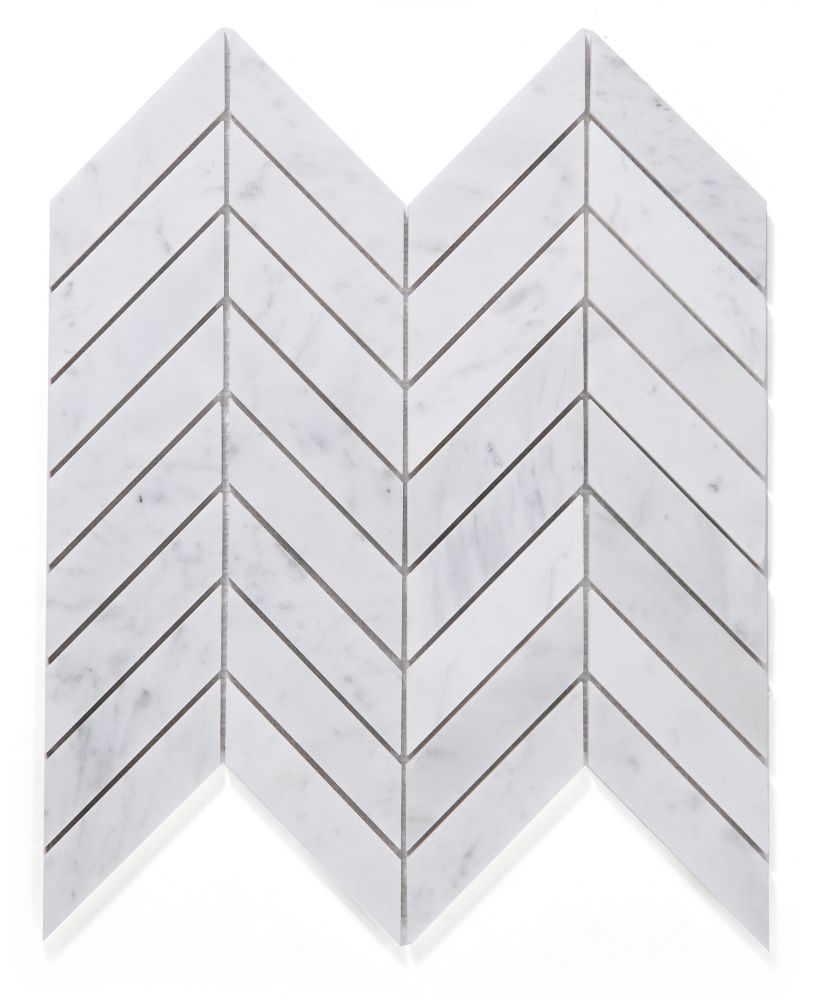 Chevron White Carrara Honed 10.75 X 11